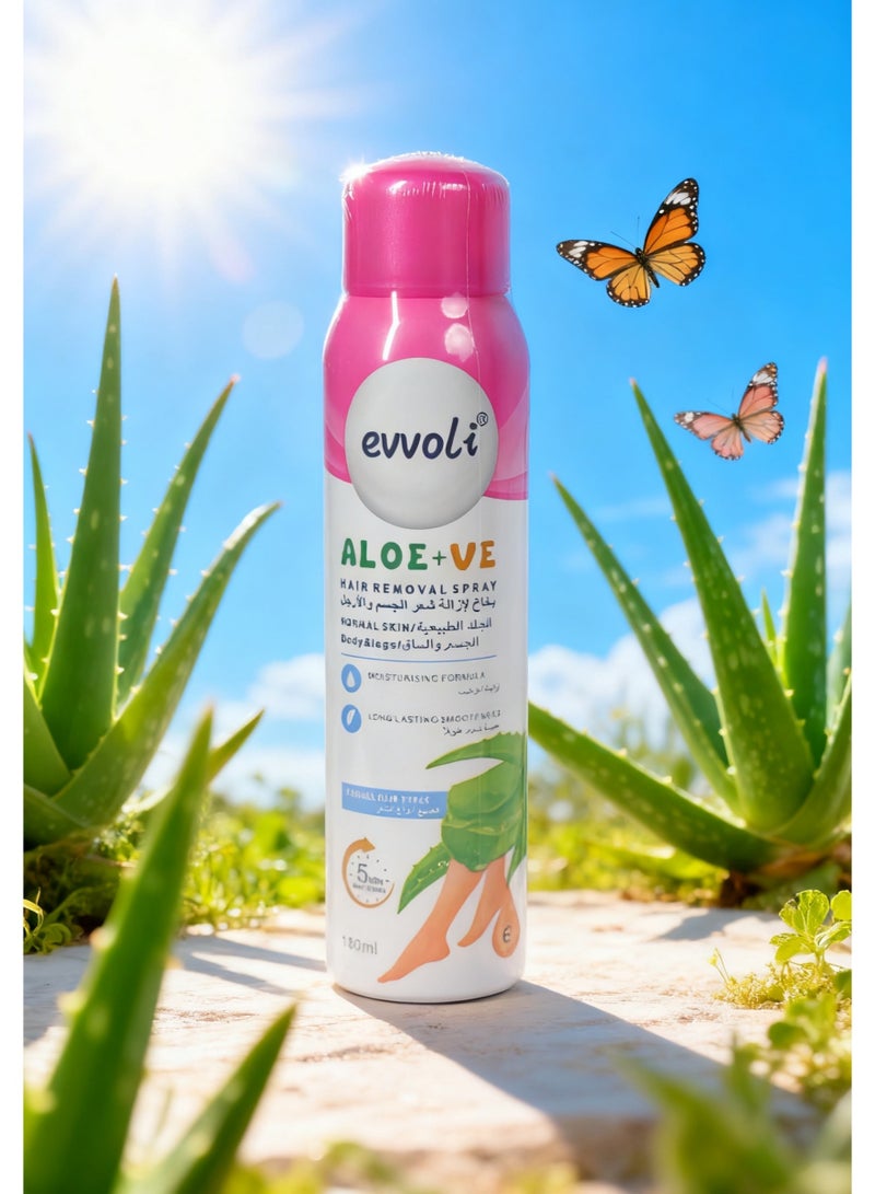 evvoli Hair Removal Spray Women and Men, No Irritation Mild Hair Remover for Underarm, Arm, Back, Chest, and Legs, Suitable For All Skin Types ALOE & VE - Image 4